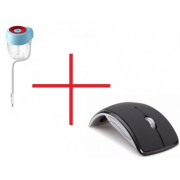 Set Promo Mouse Wireless Pliabil M1 + Umidificator Aer Auto BC22 cu Usb