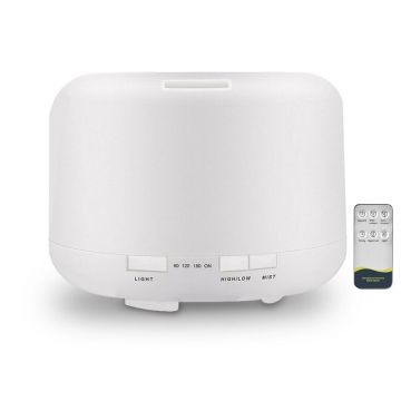 Umidificator Aer Ultrasonic Techstar® U50, Aromaterapie, Purificare, Iluminare RGB, Portabil, Telecomanda, Rezervor 500ml, Alb