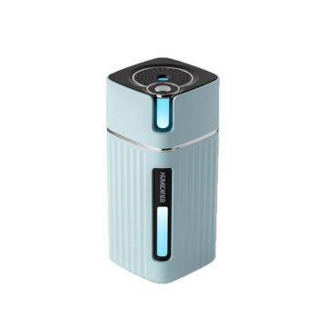 Umidificator Ultrasonic Techstar® TechCube, Purificator, Iluminare LED RGB, Aromaterapie, Pentru Casa, Birou, Rezervor 300ml, Albastru